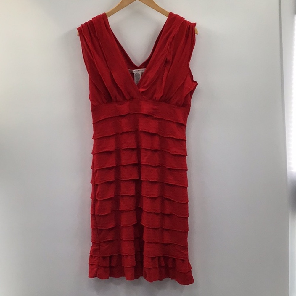 Max Studio Red Tiered Sheath Cocktail Dress
